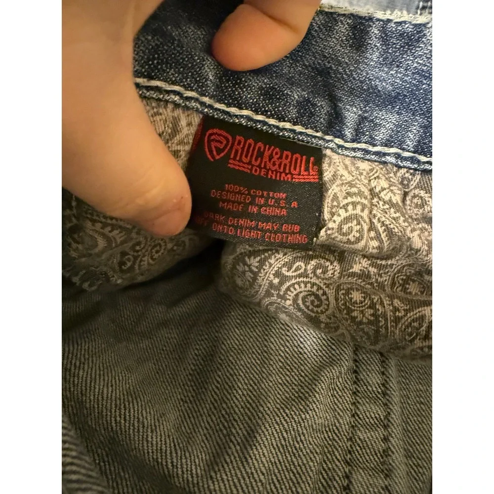 Rock and Roll Denim Mens Pistol Bootcut Jeans Light Wash 32x34 Distressed